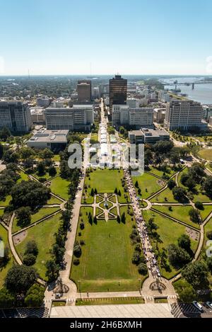 Vista aerea di Baton Rouge dal Campidoglio dello Stato, USA Foto Stock