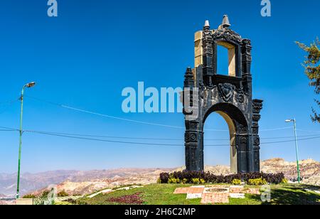 Monumento al punto di osservazione Killi Killi a la Paz, Bolivia Foto Stock