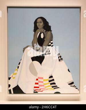Il ritratto ufficiale di First Lady, Michelle Obama, svelato nel 2018. In prestito al Los Angeles County Museum of Art Foto Stock