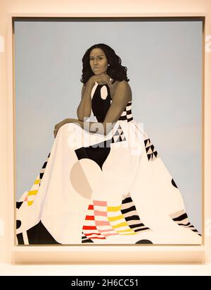 Il ritratto ufficiale di First Lady, Michelle Obama, svelato nel 2018. In prestito al Los Angeles County Museum of Art Foto Stock