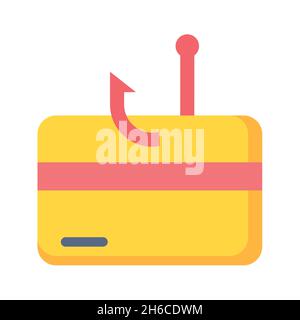 carta di credito truffa phishing sicurezza singola icona isolata con disegno vettoriale in stile piatto Foto Stock