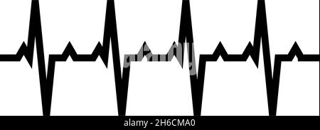 Grafico del polso battito cardiaco cardiogramma ritmo grafico ecg icona ecocardiogramma immagine vettoriale di colore nero stile semplice immagine Illustrazione Vettoriale