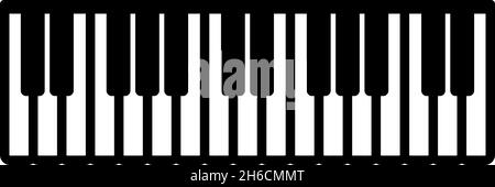 Pianino tasti musica avorio sintetizzatore icona nero colore vettore illustrazione piatta stile semplice immagine Illustrazione Vettoriale