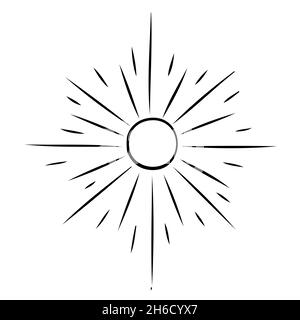 Simboli esoterici del sole. Segni celesti. Illustrazione vettoriale disegnata a mano Illustrazione Vettoriale