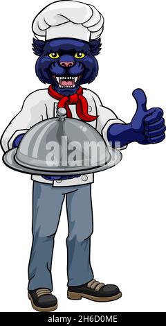 Panther Chef mascotte cartoon Character Illustrazione Vettoriale