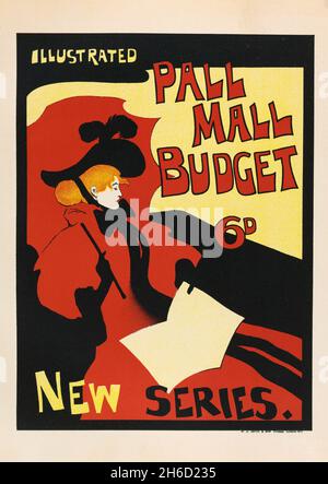 Poster Advertising The Illustrated Pall Mall Budget magazine by GREIFFENHAGE, ca 1895. Foto Stock