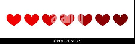 Icone cuori sfumatura di colore rosso. Illustrazione del vettore Illustrazione Vettoriale