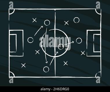 Tattiche di calcio schema. Calcio gioco di calcio tattiche di visualizzazione strategie di visualizzazione Garish vettore disegno immagine Illustrazione Vettoriale