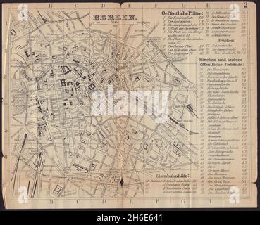 BERLINO antica città pianta mappa della città. Germania. BRADSHAW c1898 vecchio Foto Stock