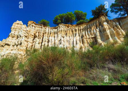 Formazione geologica di forma d'organo di Ille sur Tet nel sud della Francia Foto Stock