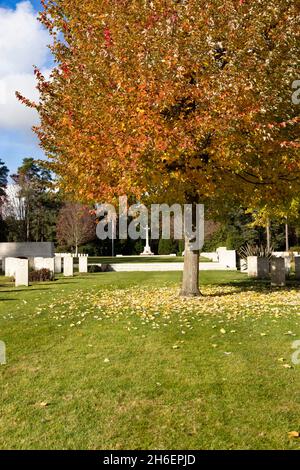 La Croce del sacrificio nella parte canadese del cimitero militare Brookwood CWGC Foto Stock