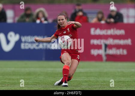 DURHAM CITY, GBR. 14 NOVEMBRE Leighanne Robe di Liverpool durante la partita del campionato delle donne fa tra il Durham Women FC e Liverpool al Maiden Castle di Durham City domenica 14 novembre 2021. (Credit: Mark Fletcher | MI News) Credit: MI News & Sport /Alamy Live News Foto Stock