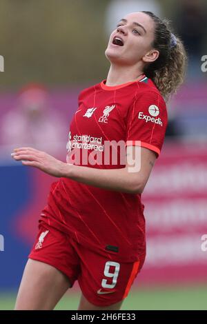 DURHAM CITY, GBR. 14 NOVEMBRE Leanne Kiernan di Liverpool durante la partita del campionato femminile fa tra il Durham Women FC e Liverpool al Maiden Castle di Durham City domenica 14 novembre 2021. (Credit: Mark Fletcher | MI News) Credit: MI News & Sport /Alamy Live News Foto Stock