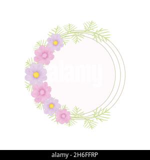 Acquerello naturale cosmo fiore e lasciare set design Illustrazione Vettoriale