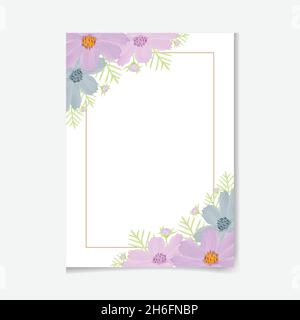 Acquerello naturale cosmo fiore e lasciare set design Illustrazione Vettoriale