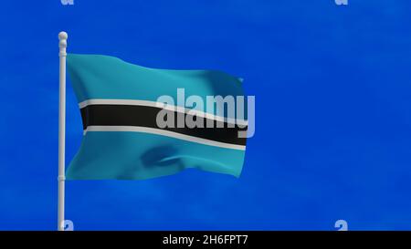 Repubblica del Botswana bandiera nazionale, sventolando nel vento. Rendering 3d, CGI Foto Stock