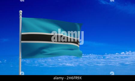 Repubblica del Botswana bandiera nazionale, sventolando nel vento. Rendering 3d, CGI Foto Stock