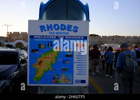 Rodi Taxi Services Map - Rodi, Grecia Foto Stock