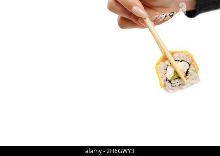 formaggio e sushi di pollo isolati con sfondo bianco Foto Stock