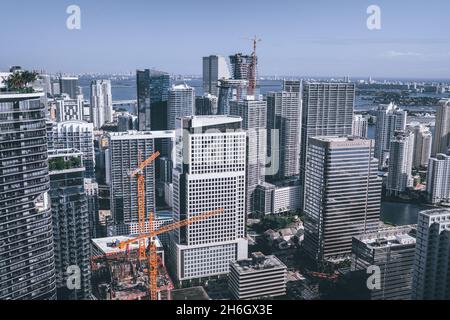 Grattacieli costruzione Brickell miami skyline Foto Stock