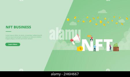 token non fungibile nft per banner modello pagina iniziale di destinazione sito web o illustrazione vettoriale presentazione diapositive Foto Stock
