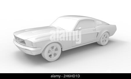 Rendering in 3D di un'auto sportiva d'epoca retrò isolata in studio background Foto Stock