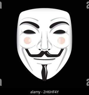 Maschera vendetta, simbolo dell'hacktivismo del movimento anonimo, in formato vettoriale Illustrazione Vettoriale