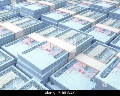 Denaro di Myanmar. Kyat fatture. Banconote MM3. 1000 birmano. Affari, finanza, notizie di background. illustrazione 3d. Foto Stock