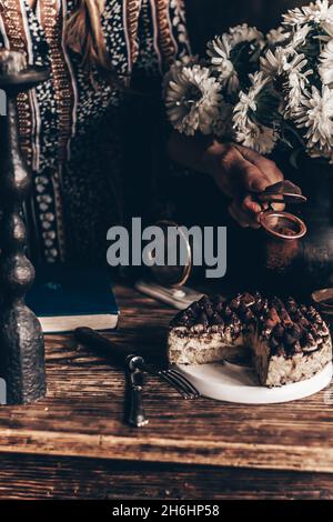 Dessert tiramisù. Foto retrò. Foto Stock
