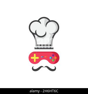 design vettoriale. logo creato dalla combinazione di chef e logo del bastone da gioco. Illustrazione Vettoriale