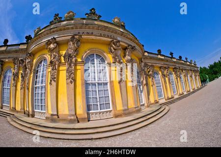 Parco Sanssouci, Palazzo Sanssouci, Postdam, Brandeburgo, Germania, Europa Foto Stock
