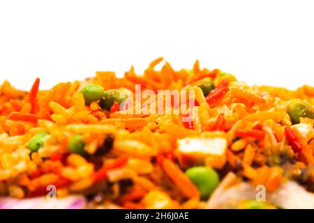 Un'immagine della ricetta di Veg biryani con focus selettivo Foto Stock