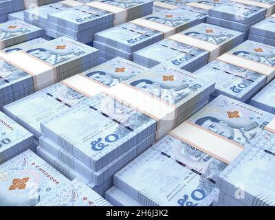 Denaro della Thailandia. Baht thailandese fatture. Banconote THB. 50 bahts. Affari, finanza, notizie di background. illustrazione 3d. Foto Stock