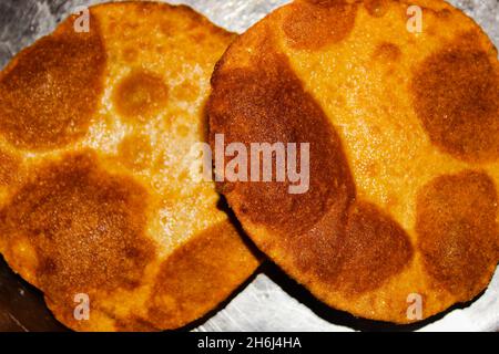 Un'immagine di bhature con fuoco selettivo Foto Stock