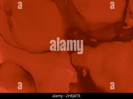 Spargimento di sangue nero. Carta da parati astratta di San Valentino. Grunge Horror Banner. Splat di inchiostro Maroon. Spargimento di sangue. Sfondo acquerello. Splat di fluido i Foto Stock