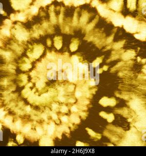 Tie Dye Spiral background. Maglia artistica in oro. Grunge sfondo Watercolor. Cravatta Die Swirl Caleidoscopio. Schema astratto. Hippie Art Round. Luce Bati Foto Stock