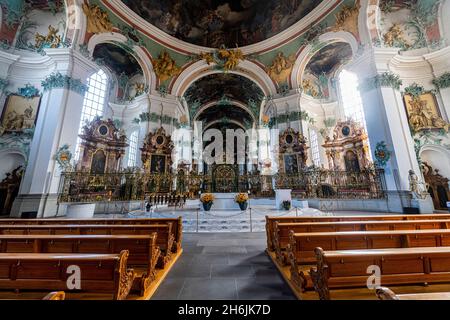 Interno della Cattedrale di San Gallo, San Gallo, Svizzera, Europa Foto Stock