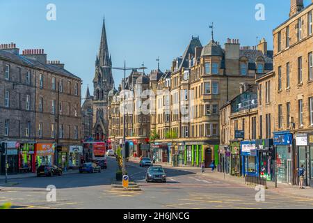 Vista di Lauriston Place, Edimburgo, Lothian, Scozia, Regno Unito, Europa Foto Stock