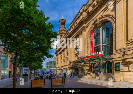 Vista del Royal Exchange Theatre in St. Anne's Square, Manchester, Lancashire, Inghilterra, Regno Unito, Europa