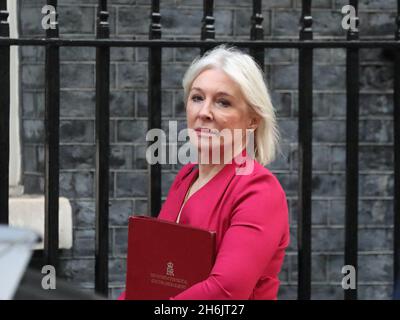 Londra, Regno Unito. 16 novembre 2021. Il Segretario alla Cultura Nadine Dorries arriva per la riunione settimanale del Gabinetto. Credit: Uwe Deffner/Alamy Live News Foto Stock