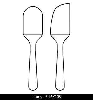 Utensili da cucina Set di due spatole in silicone per cottura e cottura contorno semplice minimalista disegno piatto icone vettoriali illustrazione isolato su bianco b Illustrazione Vettoriale
