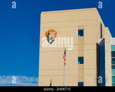 OMAHA, STATI UNITI - 14 ottobre 2021: Un edificio nel Lewis and Clark Landing National Park a Omaha, Nebraska, Stati Uniti Foto Stock