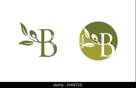 Illustrazione vettoriale della lettera B del logo del monogramma di Olive Illustrazione Vettoriale