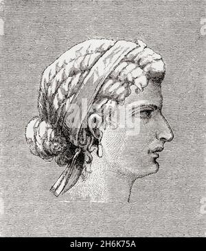 Cleopatra VII Filopatore, 69 a.C. – 30 a.C. Regina del regno tolemaico d'Egitto. Dalla storia universale illustrata di Cassell, pubblicata nel 1883. Foto Stock
