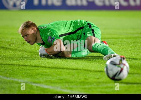 San Marino, 15 2021 novembre, Aaron Ramsdale in Inghilterra durante le qualificazioni alla Coppa del mondo Qatar 2022 - San Marino vs Inghilterra, Coppa del mondo FIFA a San Marino, Repubblica di San Marino, novembre 15 2021 Foto Stock