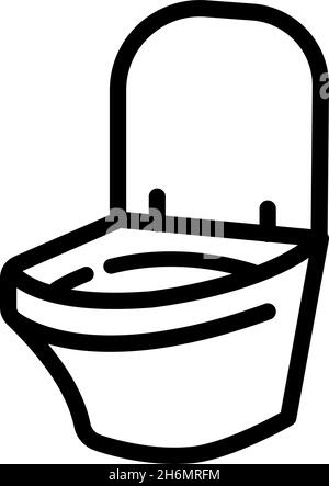 Icona del contorno del water. Illustrazione vettoriale isolata su sfondo bianco. Illustrazione Vettoriale