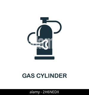 Icona della bombola di gas. Segnale monocromatico dalla raccolta delle apparecchiature medicali. Illustrazione icona Creative gas Cylinder per il web design, infografica e altro ancora Illustrazione Vettoriale