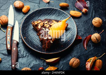 Dolce d'autunno, torta di pere. Crostata di pere fatta in casa Foto Stock