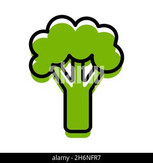 Icona dei broccoli. Illustrazione vettoriale lineare. Isolato su sfondo bianco. Logo a colori Illustrazione Vettoriale