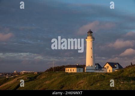 Serata al faro, Hirtshals, Jutland, Daenmark Foto Stock